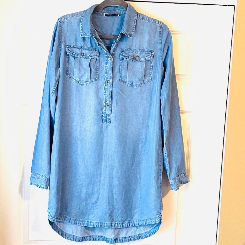 Abercrombie & Fitch Long Shirt Women's Denim Top 100% Cotton Blue Small